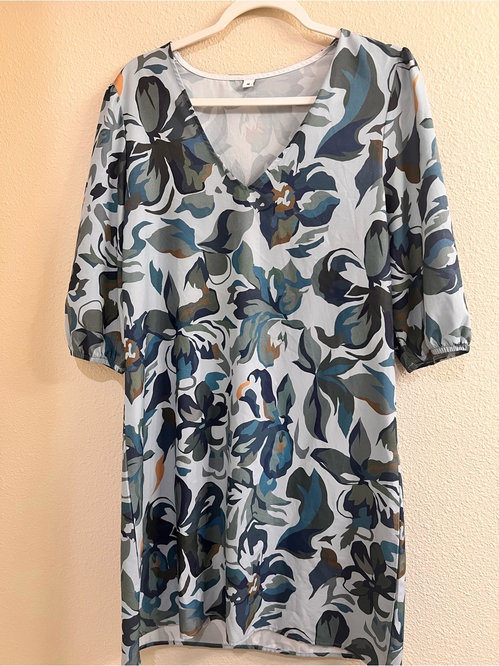 Blue Floral V-Neck Women’s Dress